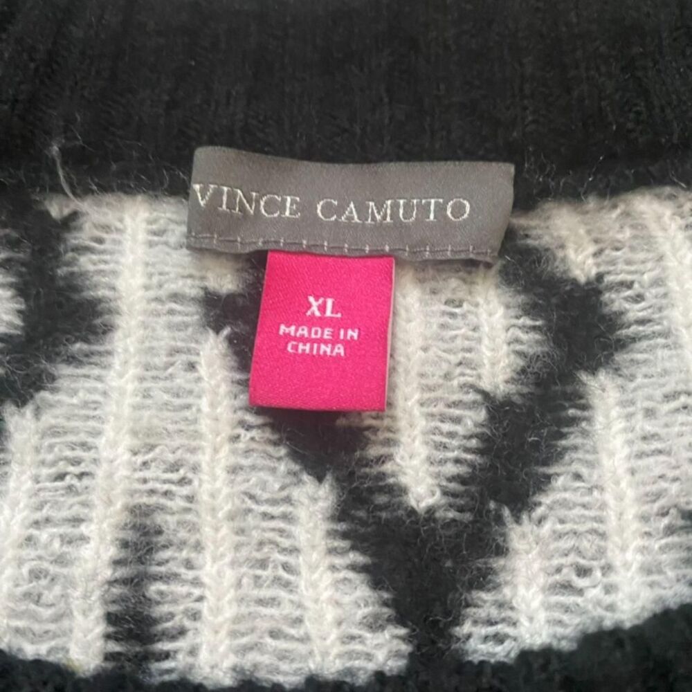 Vince Camuto Women's black white geometric line print sweater boxy cropped nwt - Picture 4 of 7